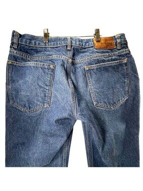 Spoke Mens Build B Dark Blue Denim Jeans Size 35 Straight 5 pocket Pants
